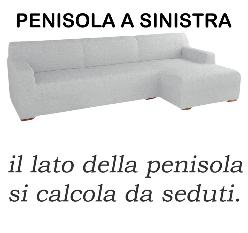 Copridivano con PENISOLA a destra  sinistra 2 3 e 4 posti elasticizzato angolare - Immagine 4 di 4