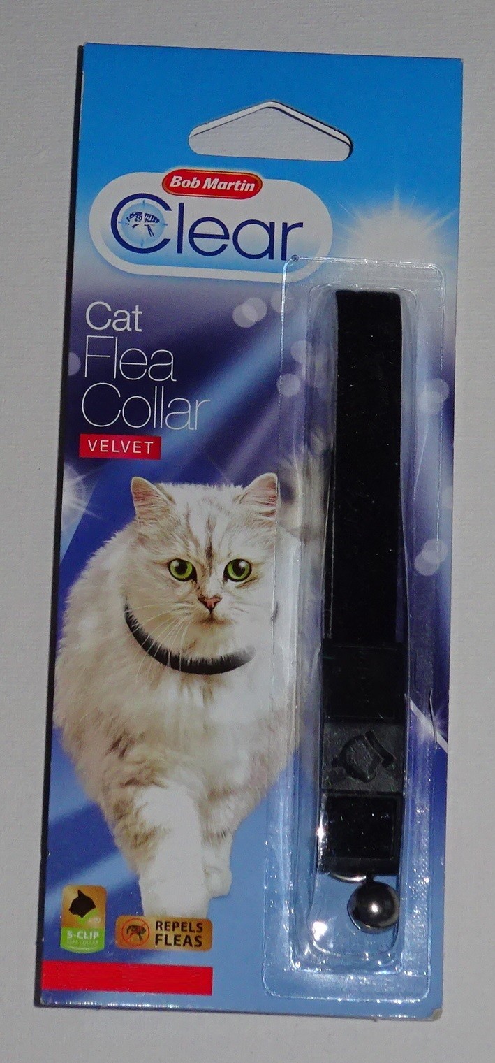 Bob Martin Clear Cat Flea Collar Velvet Black Red Snap Clip with Bell
