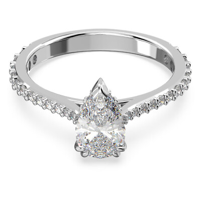 Swarovski Millenia Cocktail Ring Pear Cut, White, Rhodium