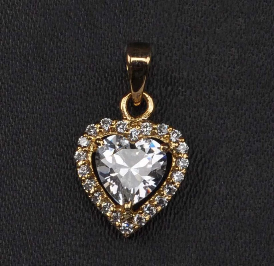 2cT Heart Cut Real Moissanite Women Fancy Heart Pendant 14k Yellow Gold