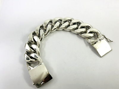 Magnificent Taxco Mexico 925 Sterling Silver Curb Chain Bracelet