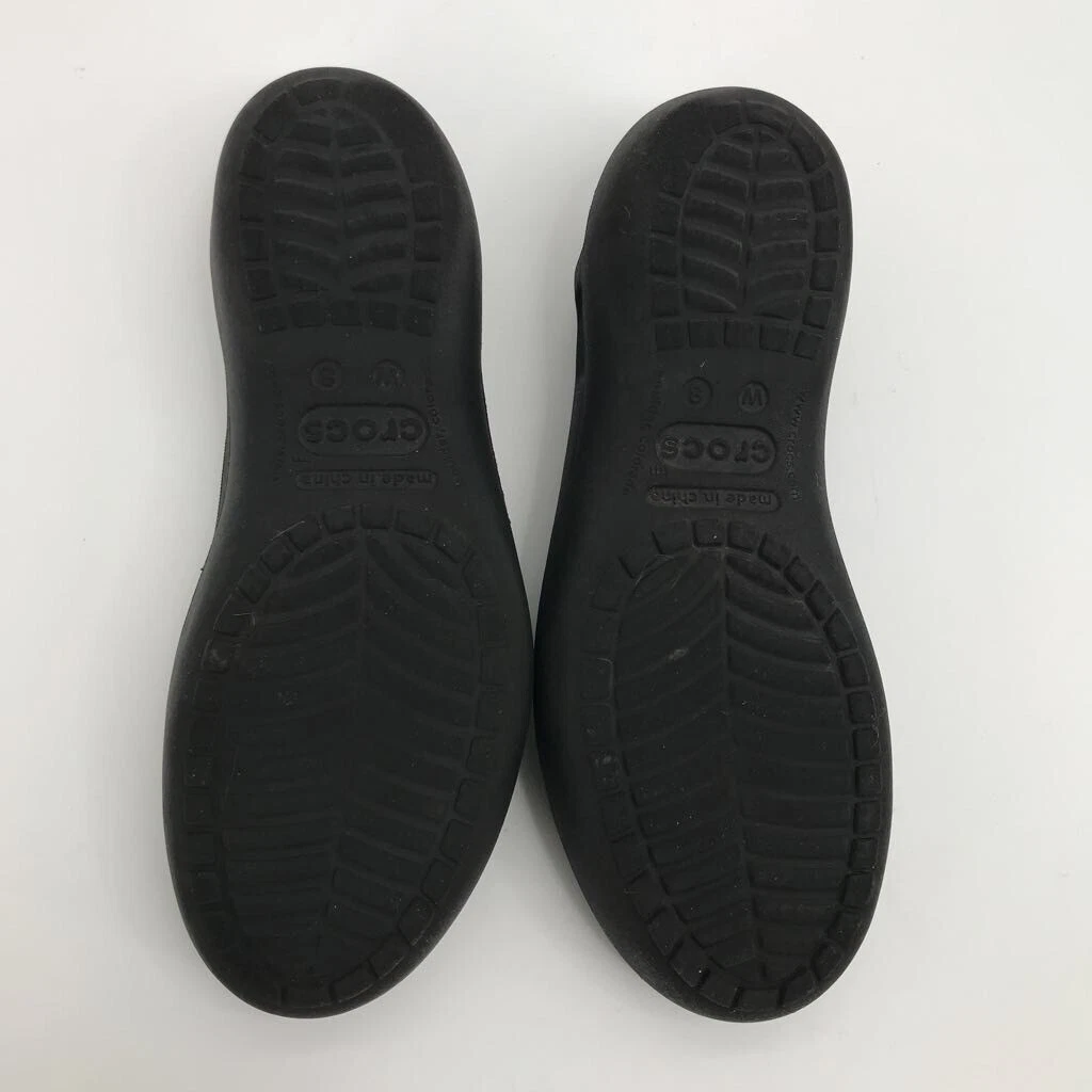 Crocs Womens Thea Slingback Flat Shoes Black Rubber Slip On Cut