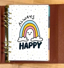 Rainbow Always Happy Cover Set for use w/ Erin Condren A5 Ring Agenda Binder