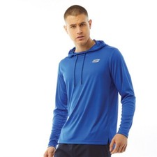 SKECHERS Sport Mens Carter Hooded Long Sleeve Tech Top Blue Size Medium OTH