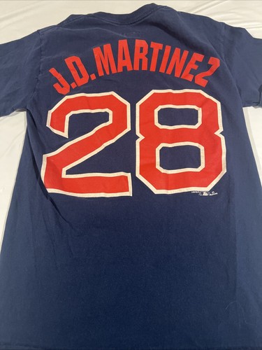 MLB Majestic Boston Red Sox J.D. Martinez #28 T Shirt Blue Number Men’s Small - 第 6/8 張圖片
