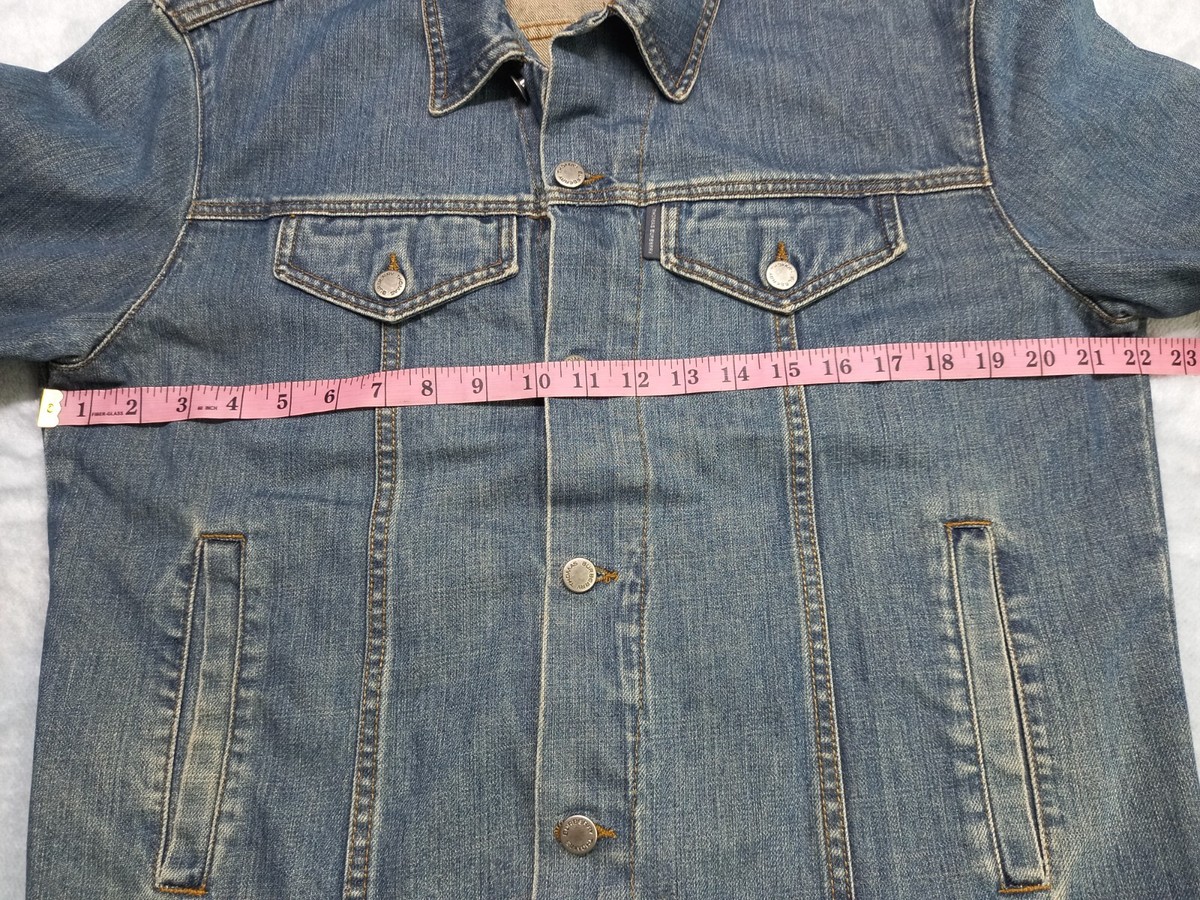 Vintage Thomas Burberry Men's Blue Denim Jeans Jacket Cotton