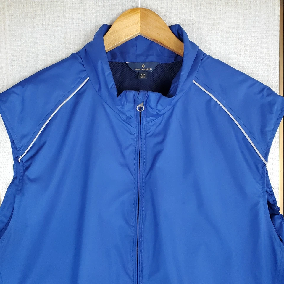 BROOKS BROTHERS Size 2XL mens Full Zip Performance Vest Blue Golf Water Resistan - Image 2 of 4