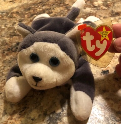 Vtg. TY Beanie Baby-Nanook the Husky-DOB 11-21-1996-original tags-(2) heart tags