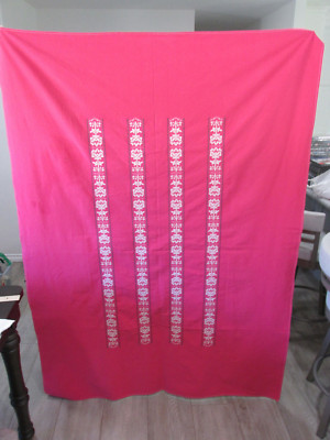 Vintage Pink Gerlin Linen Woven Tablecloth w/8 Napkins