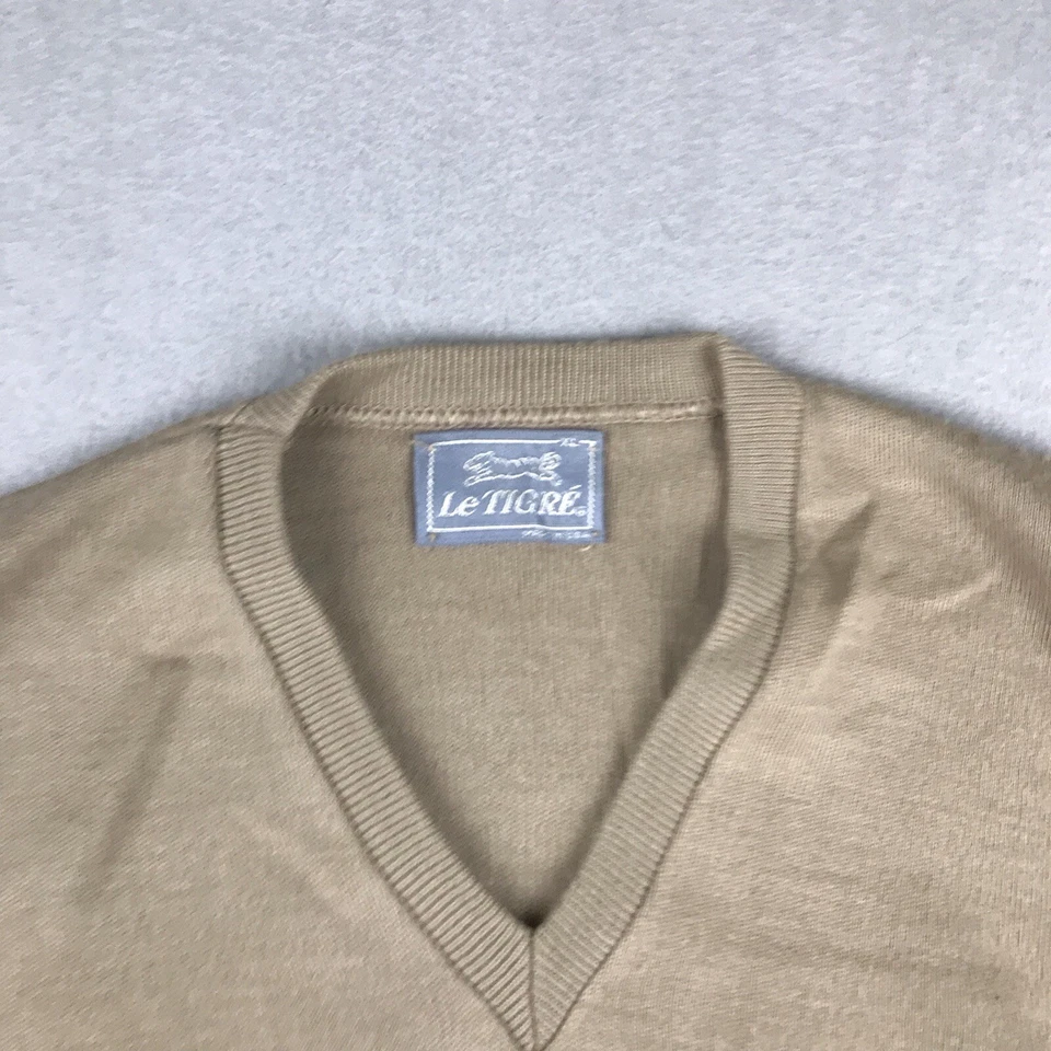 Suéter de Colección Le Tigre Para Hombres Grande Marrón Cuello en V Pullover Ligero Foto 2 de 4