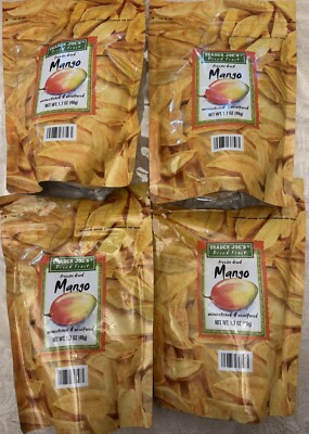 4 Packs Trader Joe's Freeze Dried Mango Unsweetened Unsulfured 1.7 oz Each Pack