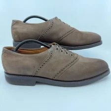 Allen Edmonds Oxfords Mens 13 AA Narrow Nubuck Vibram Gumlite Brown Brogue Suede