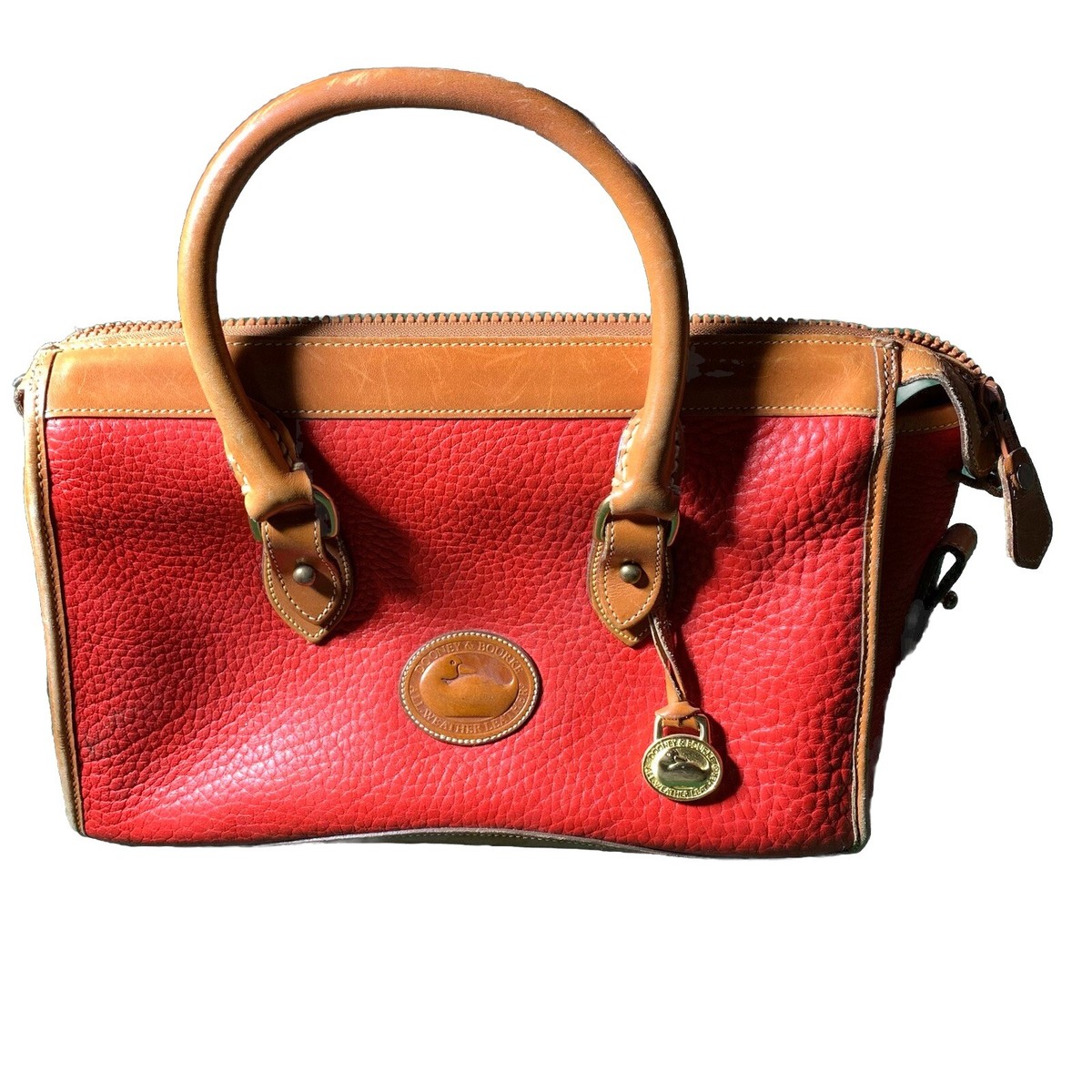 Dooney & Bourke Purse VTG Red Pebbled Leather Doctor Satchel