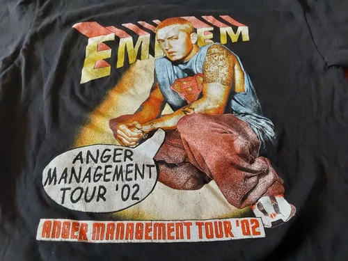 EMINEM Anger Management Tour Men's Black Shirt Large Vi 2000s vintage concert t-shirt, vintage, size L, single stitch, B+ condition