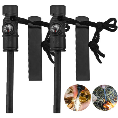 2x Fire Starter Flint Steel Striker Survival Kit Ferro Rod Outdoor Camping Tool