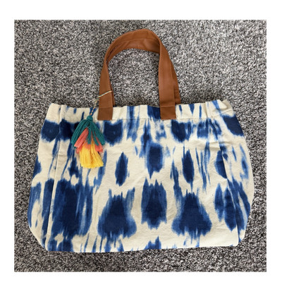 Lu & Elle Blue Tie Dye Tote Bag Tassel Canvas Beach Bag Boho Purse 15 