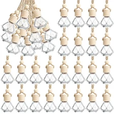 BBTO 50 Pcs Hanging Car Air Freshener Car Diffuser Bottles Empty Glass Perfume