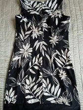 AB STUDIO BLACK & WHITE FLORAL PRINT STRETCH SHEATH DRESS Sz.4