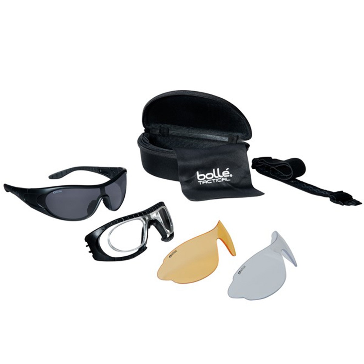 Bolle Raider Ballistic Glasses Kit 3 Lenses Tactical Airsoft Anti-Scratch Pivot