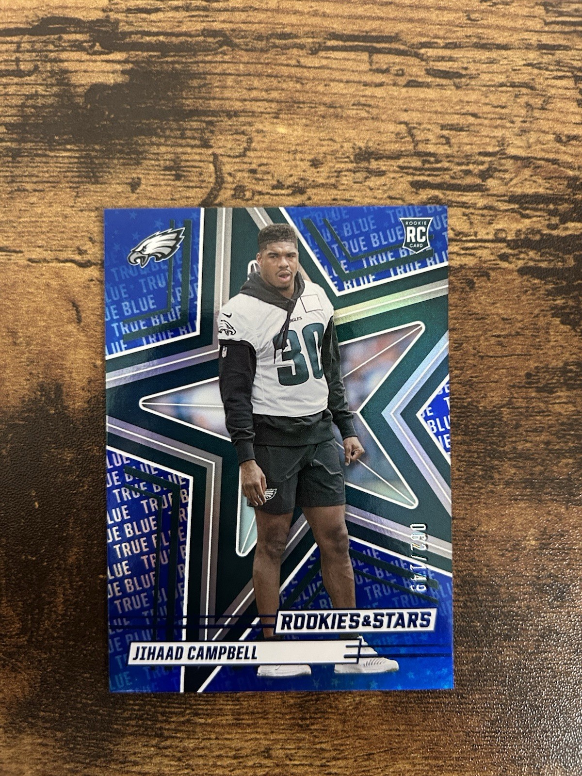 Panini 2025 Rookies & Stars True Blue Rookie Jihaad Campbell #62/149 Eagles