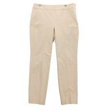 Talbots Chatham Ankle Pants Women Size 12 Beige Side Zip Stretch Cotton Blend
