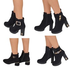Womens Heel Boots Stylish High  Ankle Boots Block Heel Boots Ankle Booties