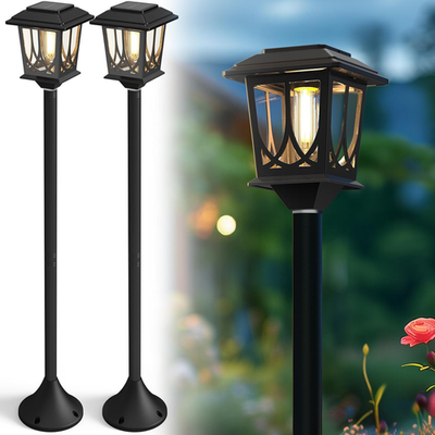 #ad 2 Pack 40quot; Solar Lamp Post Lights Stainless Steel 3000K Warm White Waterproof $64.99
