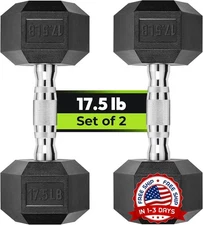 Juego de mancuernas hexagonales de 17,5 lb, juego de 2 mancuernas NUEVO US
