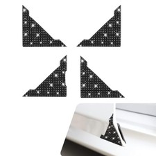 Car Door Edge Guard, Bling Rhinestone Anti-Scratch Door Edge 4 PCS Black