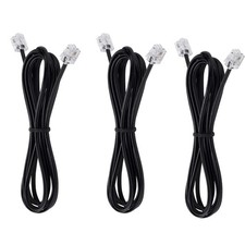 LanSenSu Telephone landline Extension Cord Cable 6Ft-3Pack-Black, Black