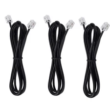 LanSenSu Telephone landline Extension Cord Cable 6Ft-3Pack-Black, Black 