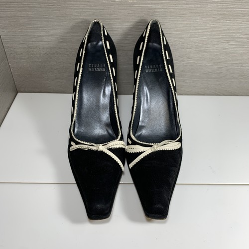 Stuart Weitzman Whipstitch Mid Block Heel Square Closed Toe US 8 M - Picture 2 of 12