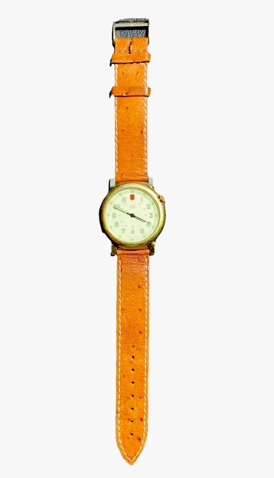 Vintage Swiss Army Golden Delta Men’s Date Quartz New Battery Leather Band - Image 3 of 4