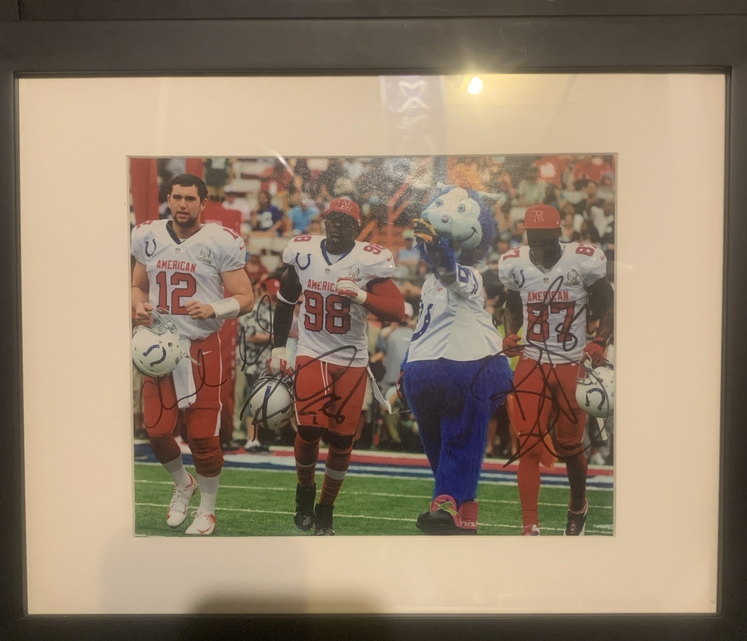 ANDREW LUCK /REGGIE WAYNE /ROBERT MATHIS SIGNED 13x15 PHOTO INDIANAPOLIS COLTS 