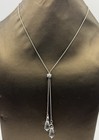 Silver Tone Rhinestone Drop Lariat Necklace Y Chain