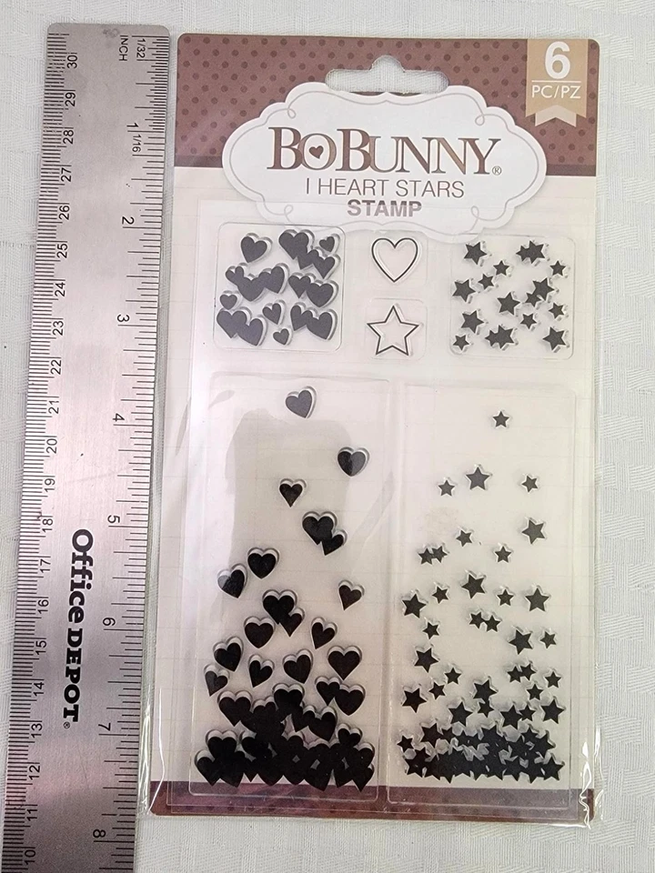 Bo Bunny I HEART STARS Stamp Set -  Acrylic Stamps - 6 Pieces - Image 3 of 3