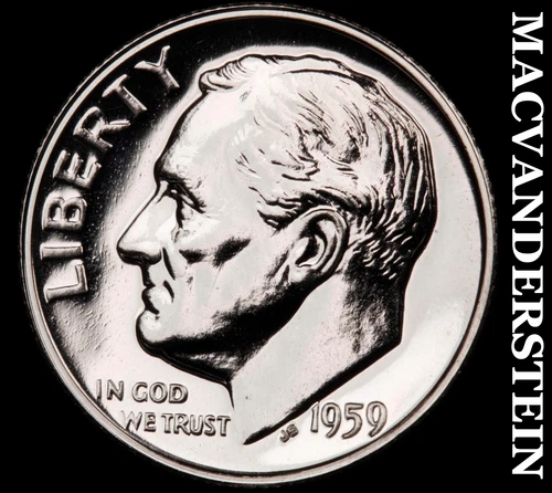 1959 Silver Roosevelt Dime - Choice Gem Proof  Lustrous  No Reserve  #G8196