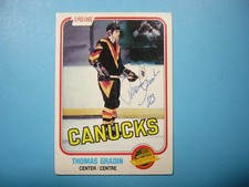 1981/82 O-PEE-CHEE NHL HOCKEY CARD #327 THOMAS GRADIN VG+ AUTO AUTOGRAPH OPC