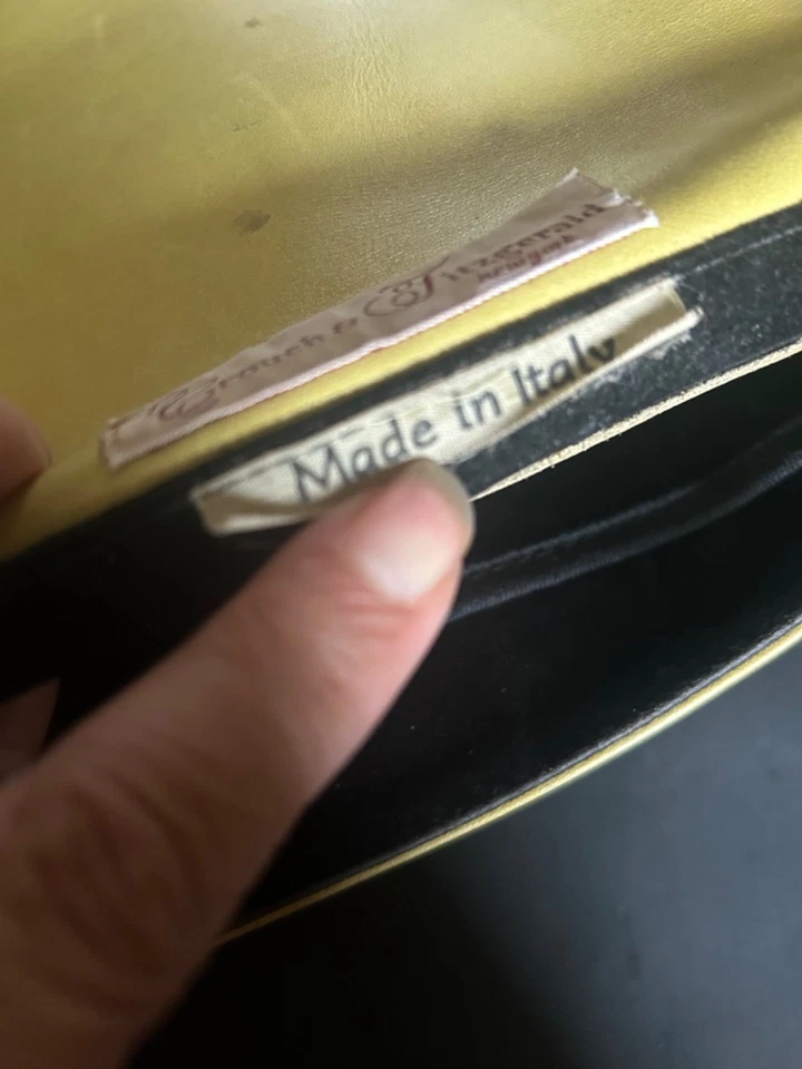 70s Flap Shoulder Bag Crouch & Fitzgerald Hippie Leather Green Chartreuse ITALY - Image 3 of 4