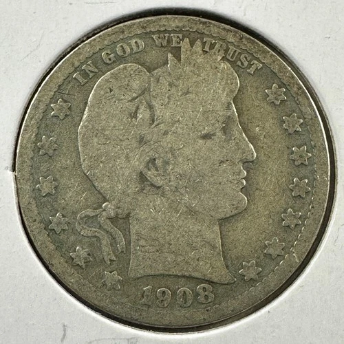 1908-D 25C Barber Quarter, Contains 0.1808oz of SILVER (87431)
