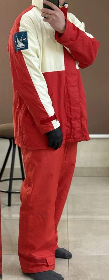 Chaqueta y pantalón vintage Helly Hansen Seawear, talla L/XL, impermeable, rojo Foto 2 de 4