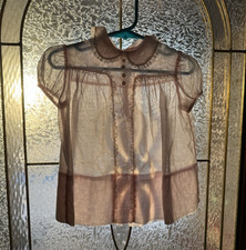 1950's VTG Dress Sheer Pink Lace Trim Baby Toddler 18-24 Months Vintage or Doll