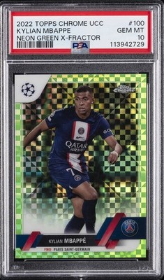 2022-23 TOPPS CHROME UEFA CLUB COMPETITIONS #100 KYLIAN MBAPPE 307/399 PSA 10