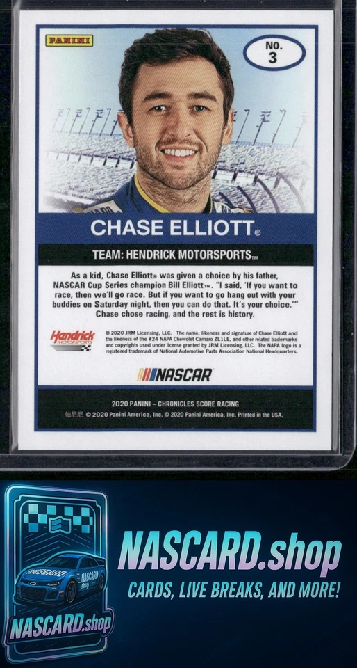 2020 Panini Chronicles #3 Chase Elliott Score Gold #/10 - Image 2 of 2