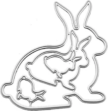 Silver Rabbit Cutting Dies Easter Bunny Metal Craft Dies Embossing Stencil Templ