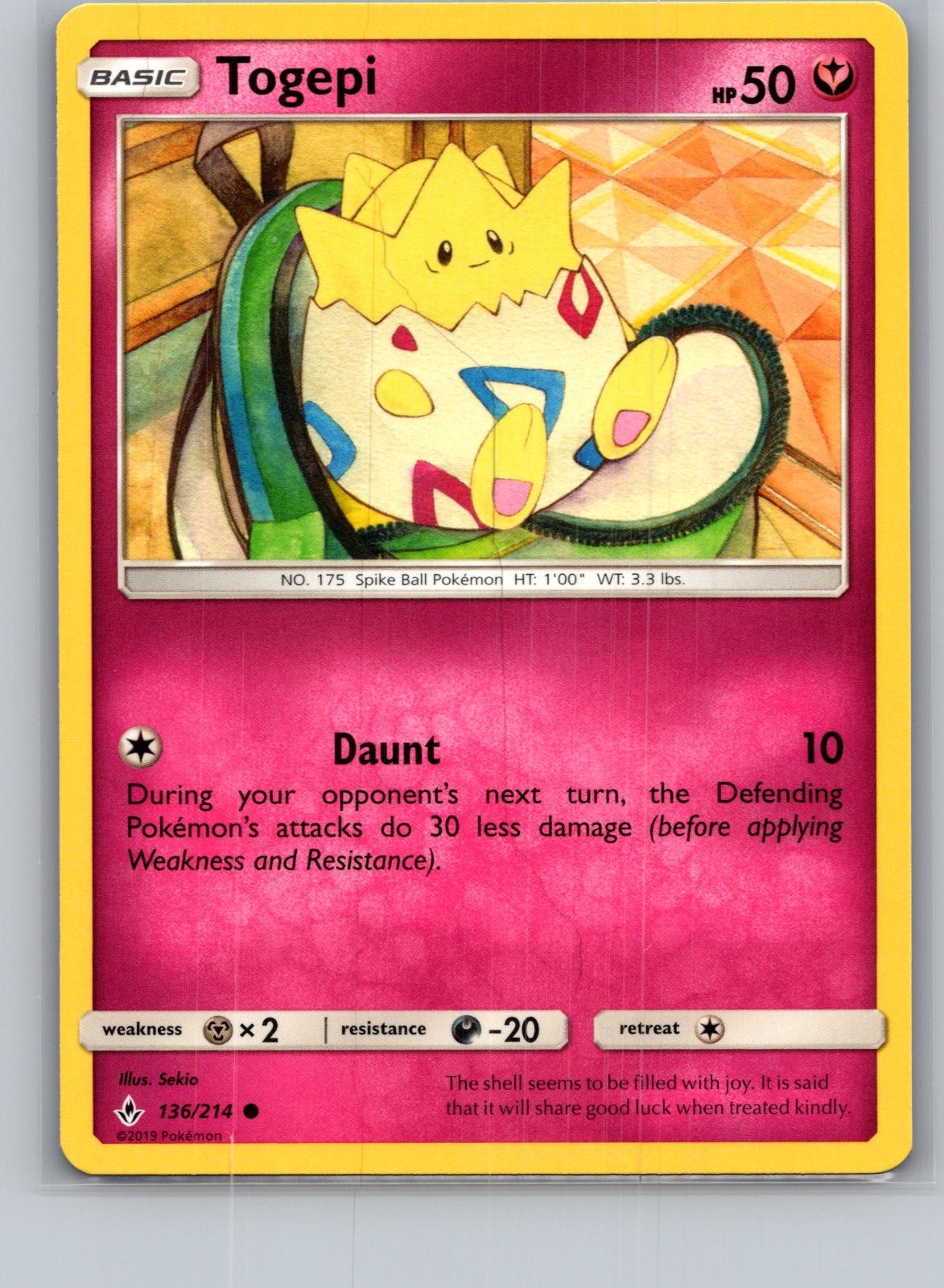 Togepi 136/214 Common Unbroken Bonds Pokemon Near Mint