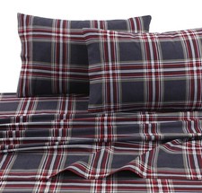 Heritage Plaid 5 oz Flannel Printed Extra Deep Pocket Sheet Set, 4 pieces, Qu...
