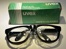 Vintage Uvex Winter Safety Glasses Adjustable Black Plastic Full Rim W/ Box VTG