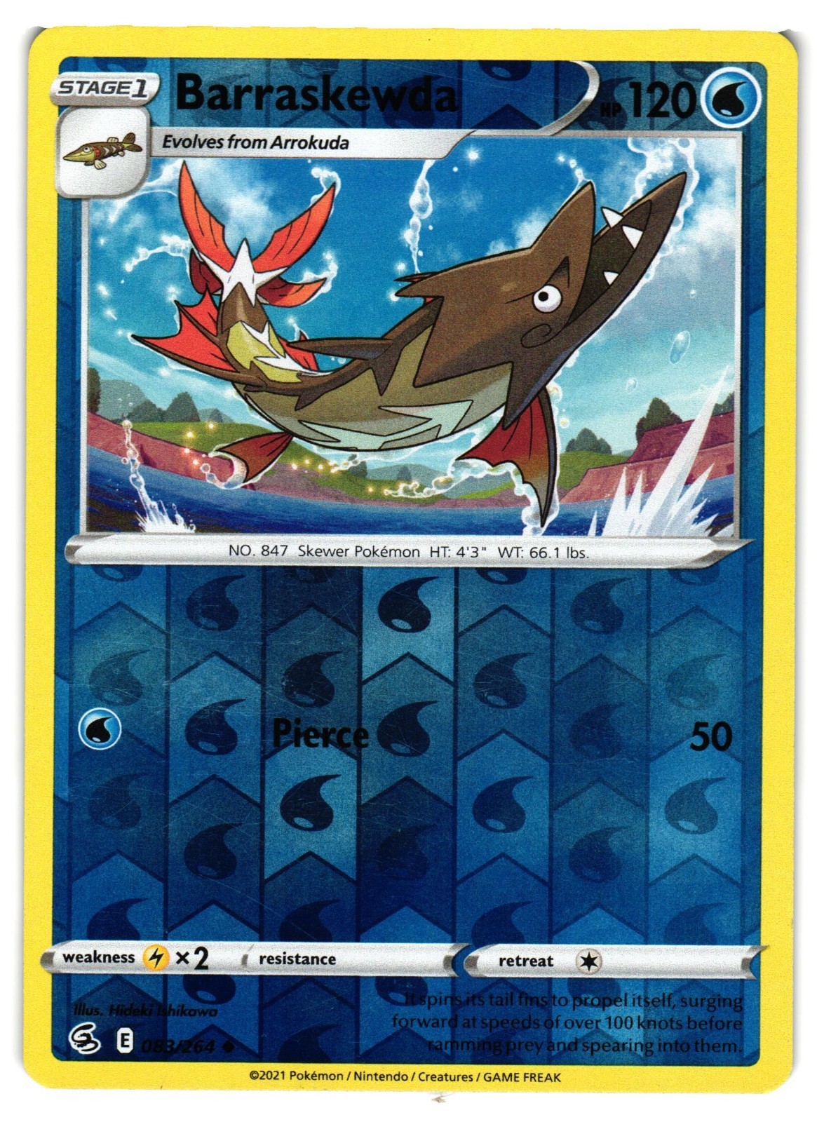 Pokemon TCG Barraskewda 083/264 Uncommon Reverse Holo LP