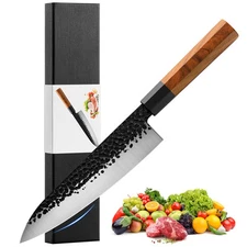 Gyuto Chef Knife - 8 Inch Professional Hand Forged Kitchen Chef Knife High Ca...